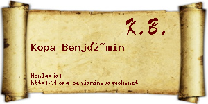 Kopa Benjámin névjegykártya